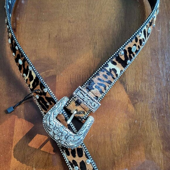 Zara Leather And Rhinestone Animal Print Belt - Picture 3 of 3